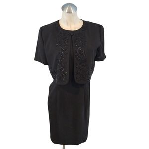 Marianna Size 6 Cocktail Jacket Dress Beaded Black